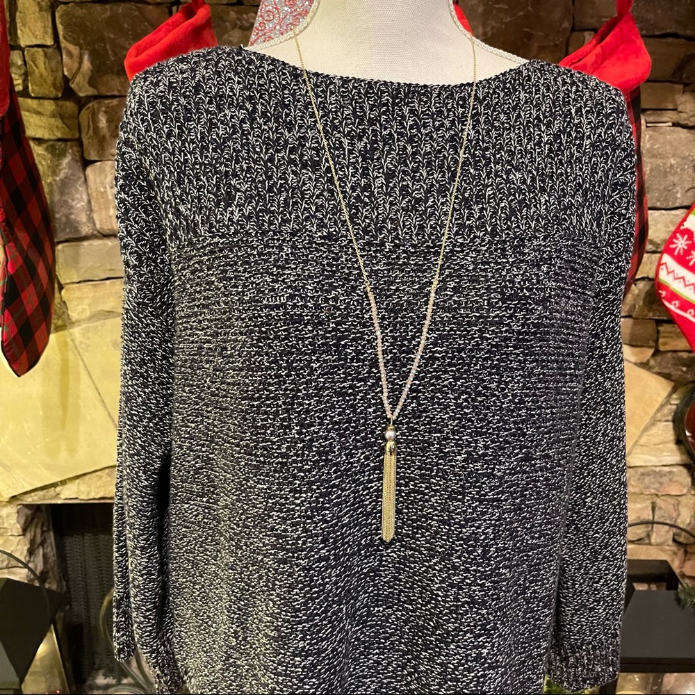 NWOT Loft Marled Navy and White Sweater Medium - Picture 3 of 10